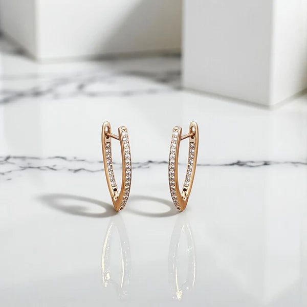 Elite Glaze – Xuping Jewelry Gold-Plated Gold Toned AD Studded Contemporary Hoop Earrings
