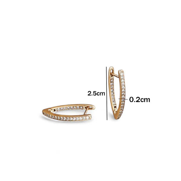 Elite Glaze – Xuping Jewelry Gold-Plated Gold Toned AD Studded Contemporary Hoop Earrings
