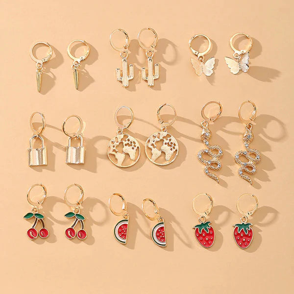 Multiple Earrings set of 9