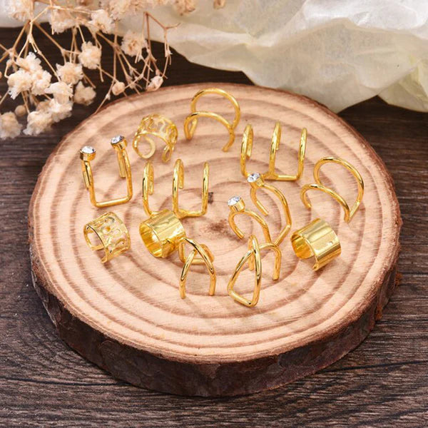 Multiple golden Ear lobe set of 12
