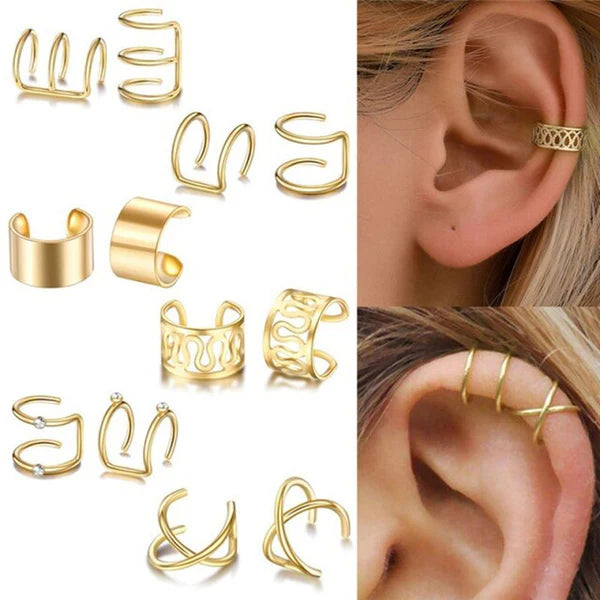 Multiple golden Ear lobe set of 12
