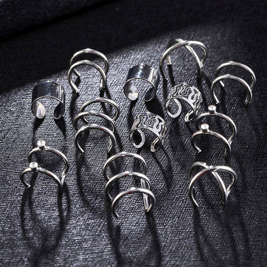 Multiple silver Ear lobe set of 12