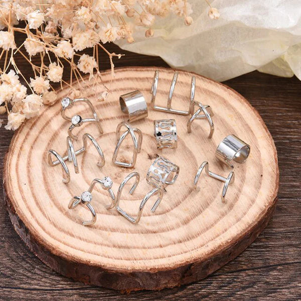 Multiple silver Ear lobe set of 12