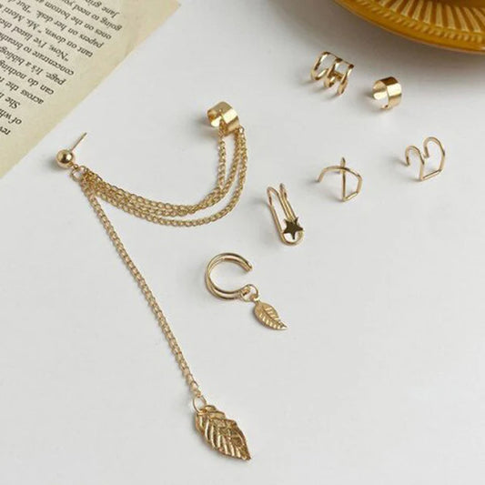 Golden ear lobe set of 7