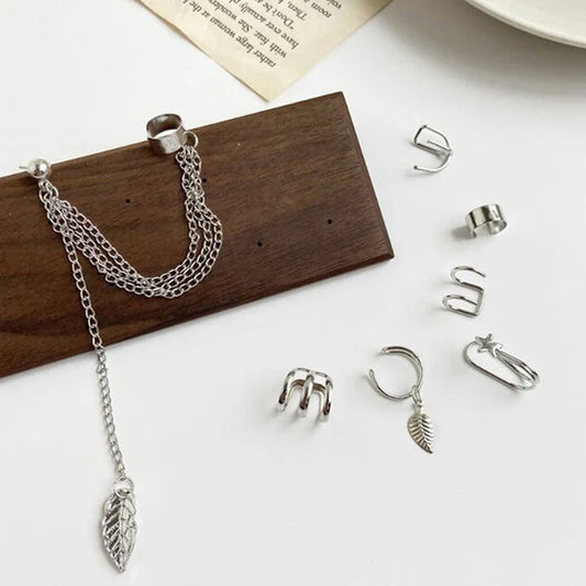 Silver ear lobe set of 7