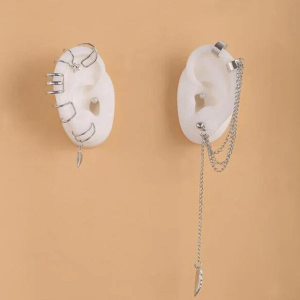 Silver ear lobe set of 7