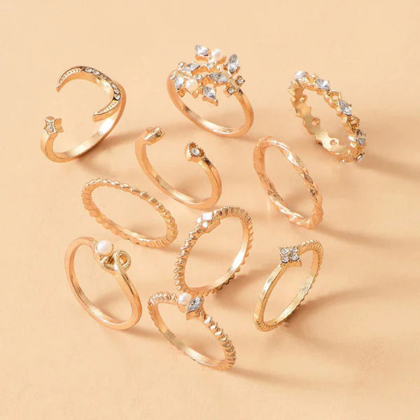 American diamond golden rings set of 10