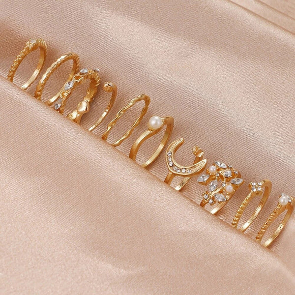 American diamond golden rings set of 10