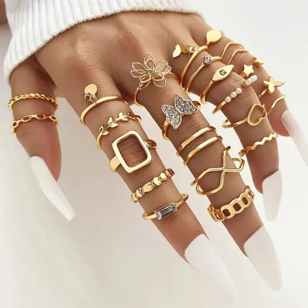 Multiple golden rings set of 23