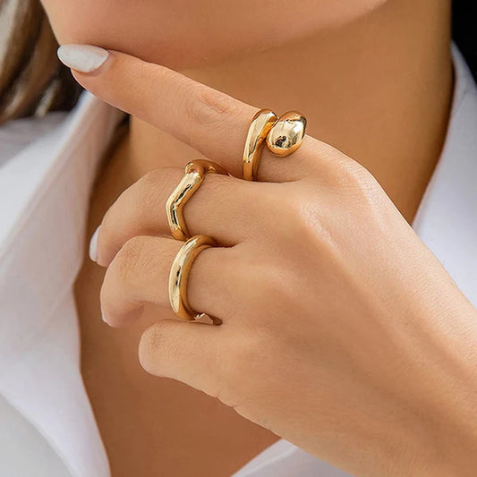 Golden rings set of 3