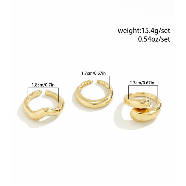 Golden rings set of 3