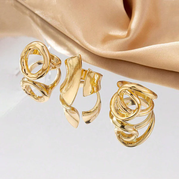 Trending gold plated rings set of 3