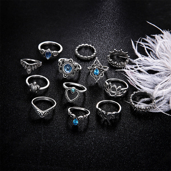 Fascinating floral designs vintage brilliant rings set of 13