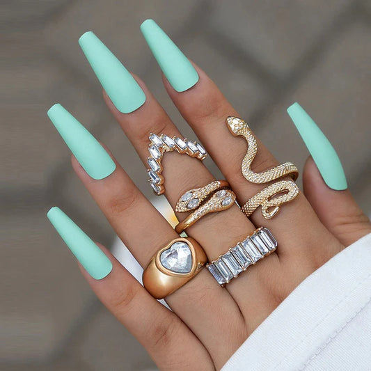 American diamond golden rings set of 5