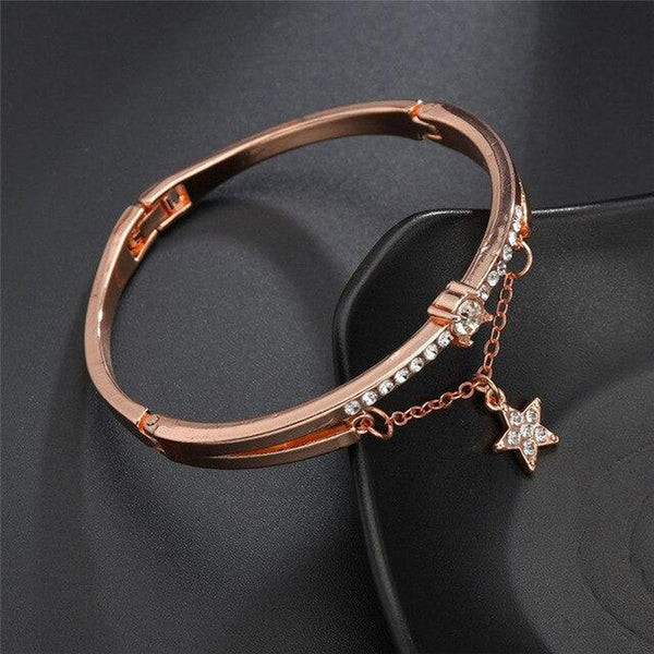 Rosé Star – Rose Gold Plated Star Inspired Stone Studded Korean Bracelet For Women and Girls