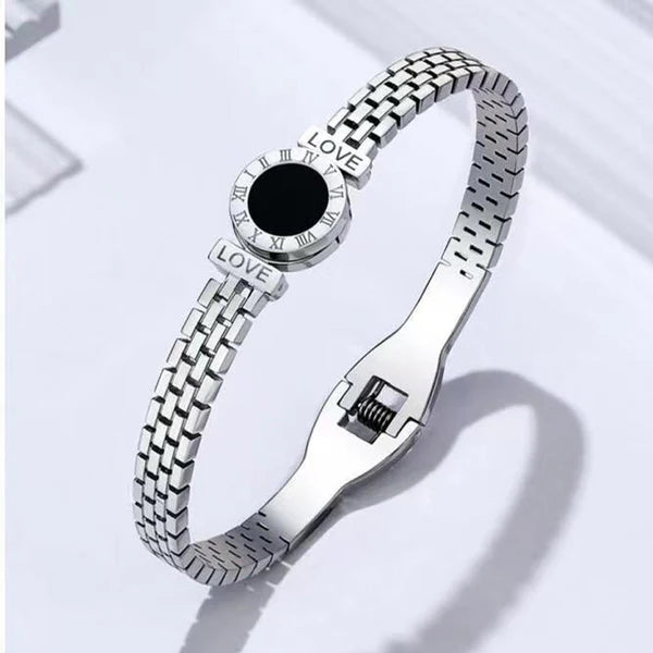 Roman Zig – Stainless Steel Silver Plated Roman Zig Zag Style Anti Tarnish Bracelet For Women