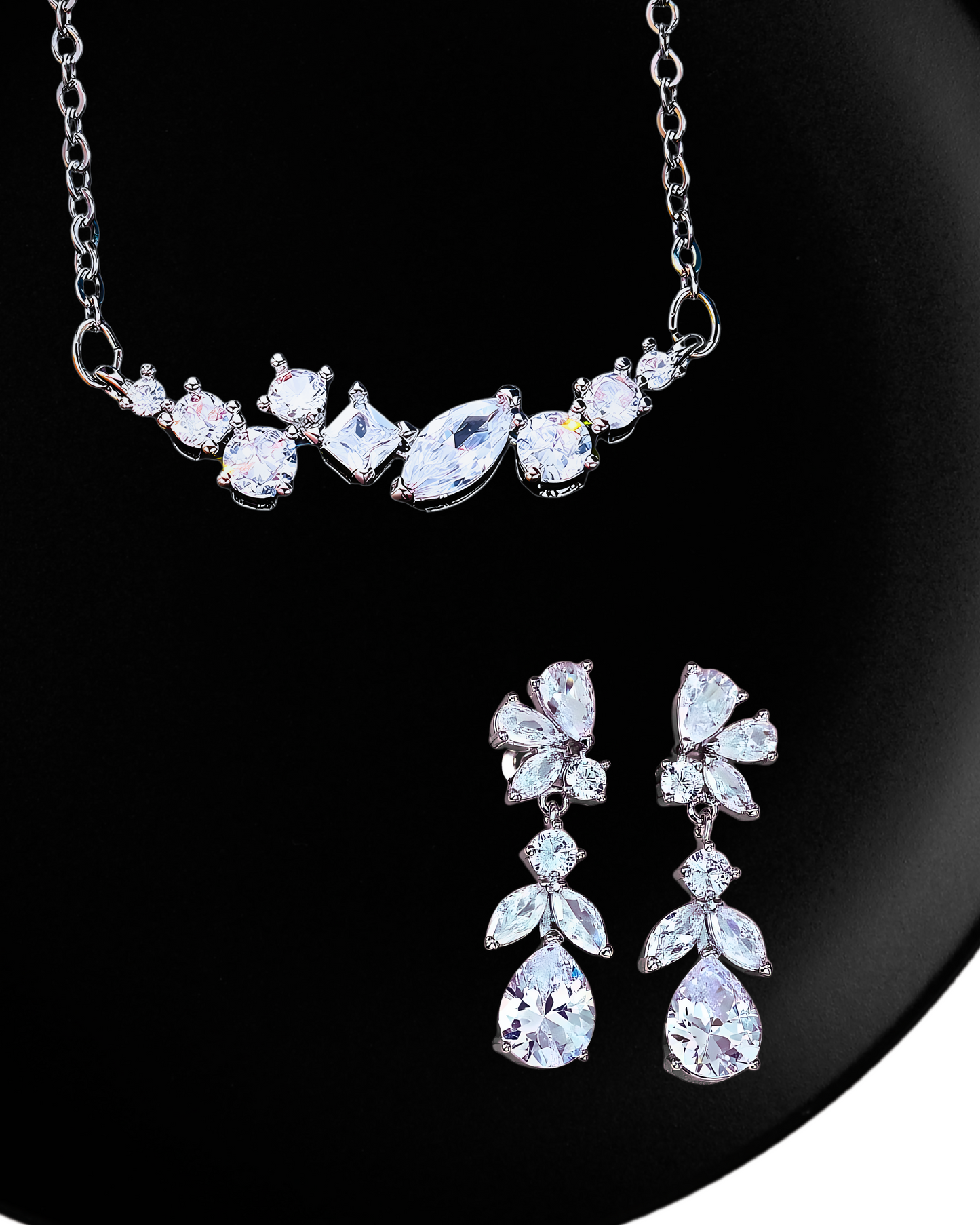 American Diamond Silver Plated Jewelery Set
