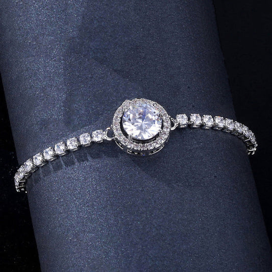 Glacier White– Silver Plated Round Crystal Anti Tarnish Tennis Bracelet