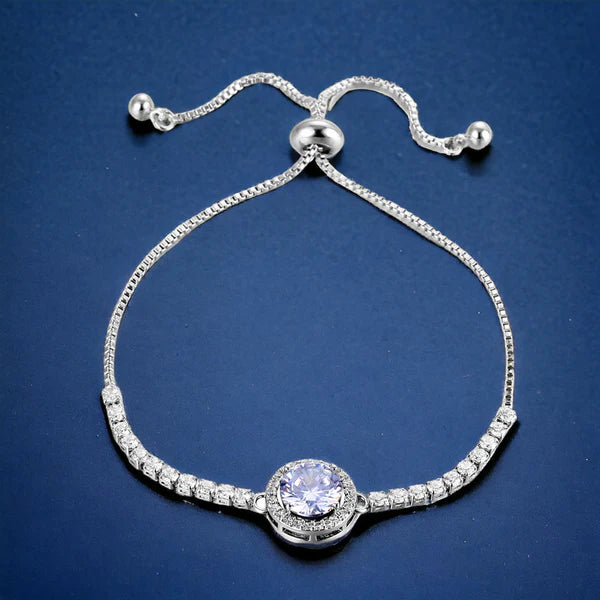 Glacier White– Silver Plated Round Crystal Anti Tarnish Tennis Bracelet