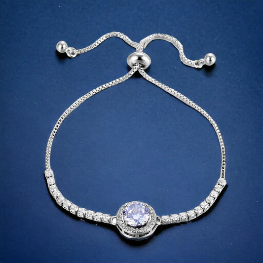 Glacier White– Silver Plated Round Crystal Anti Tarnish Tennis Bracelet