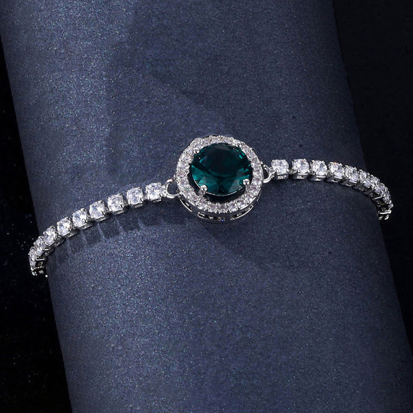 Glacier Green– Silver Plated Round Crystal Anti Tarnish Tennis Bracelet