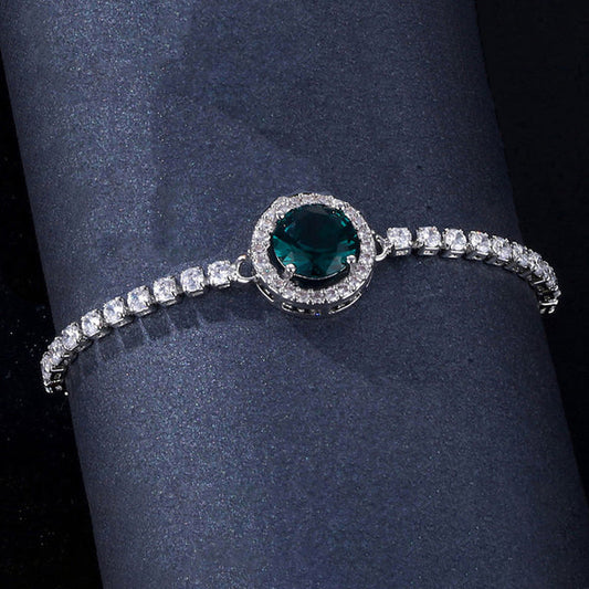 Glacier Green– Silver Plated Round Crystal Anti Tarnish Tennis Bracelet