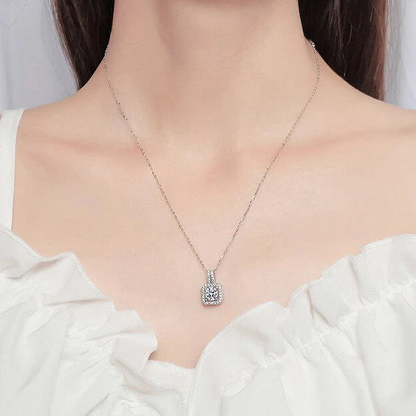 Crystal Cube – Silver Plated Crystal Studded Square Shape Anti Tarnish Solitaire Pendant