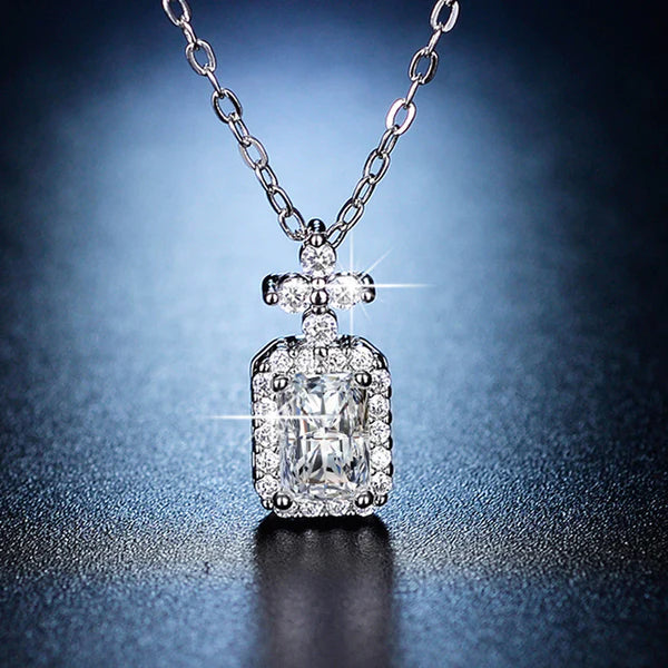 Crystal Aura – Silver Plated Crystal Studded Geometrical Anti Tarnish Solitaire Pendant