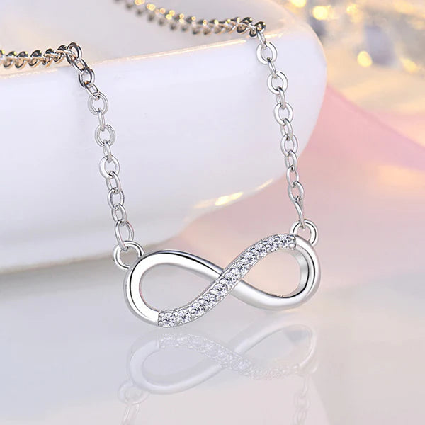 American diamond infinity silver pendant