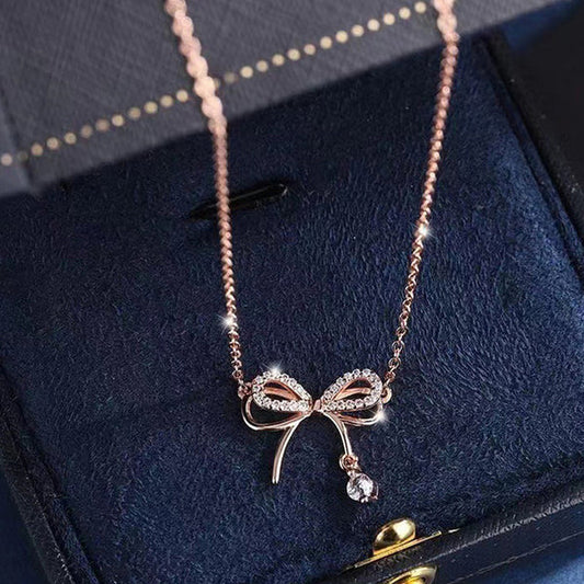 Infinity Shine – Rose Gold Plated American Diamond Studded Infinity Shape Korean Pendant