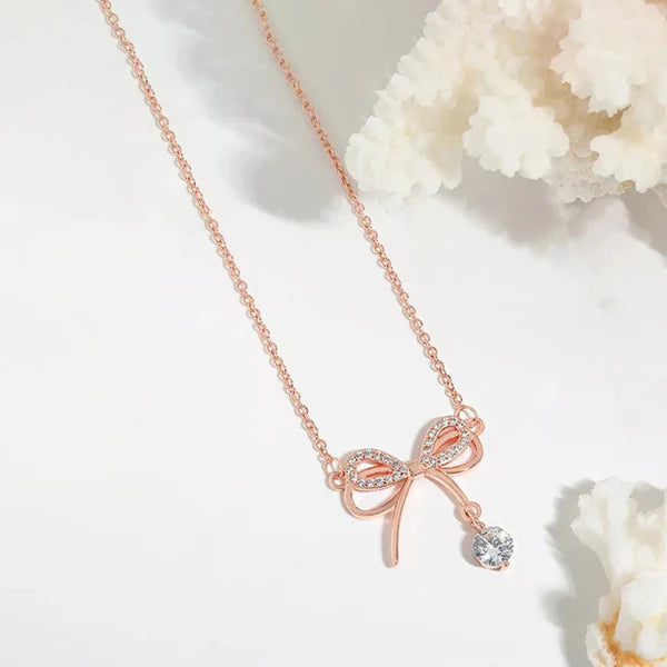 Infinity Shine – Rose Gold Plated American Diamond Studded Infinity Shape Korean Pendant