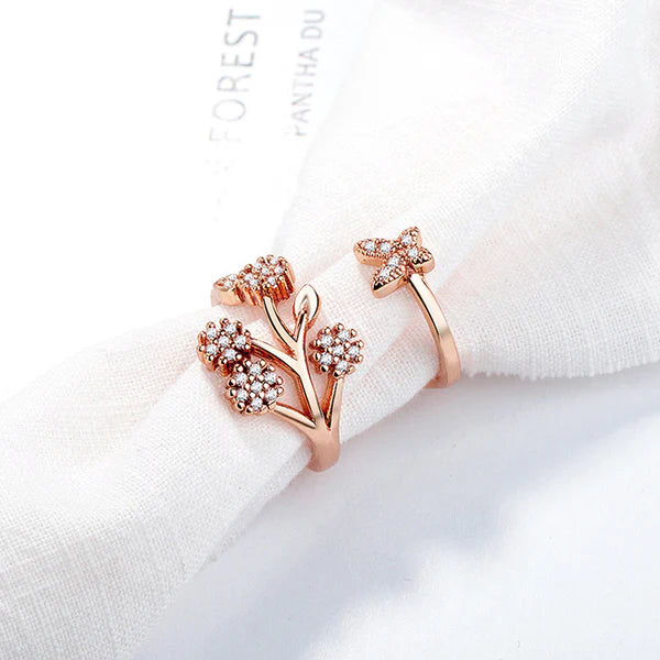 Rosé Shine – Rose Gold Plated American Diamond Studded Contemporary Korean Finger Ring