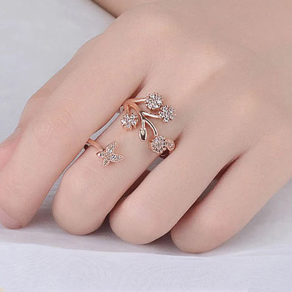 Rosé Shine – Rose Gold Plated American Diamond Studded Contemporary Korean Finger Ring