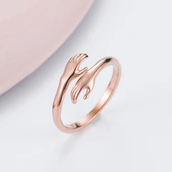 Rose Hug Embrace – Rose Gold Plated Hug Shaped Adjustable Hug Day Finger Ring