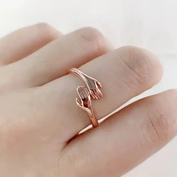 Rose Hug Embrace – Rose Gold Plated Hug Shaped Adjustable Hug Day Finger Ring