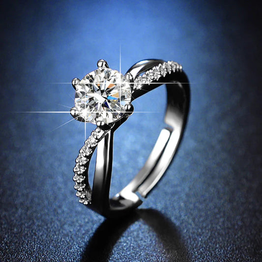 Diamond Mist – Silver Plated American Diamond Studded Contemporary Anti Tarnish Adjustable Finger Ring