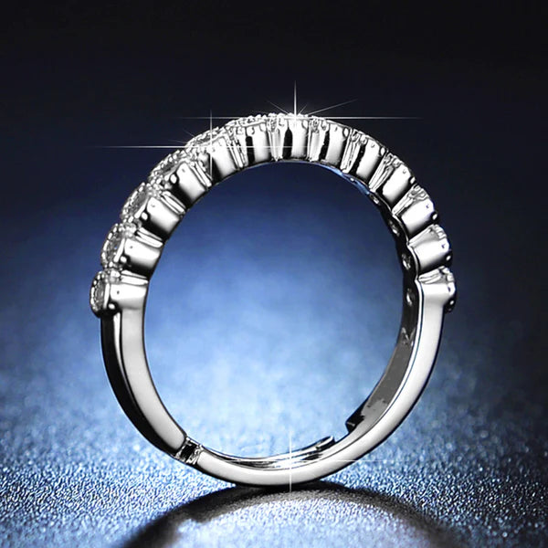 Silver Halo – Silver Plated American Diamond Studded Anti Tarnish Contemporary Adjustable Round Finger Ring