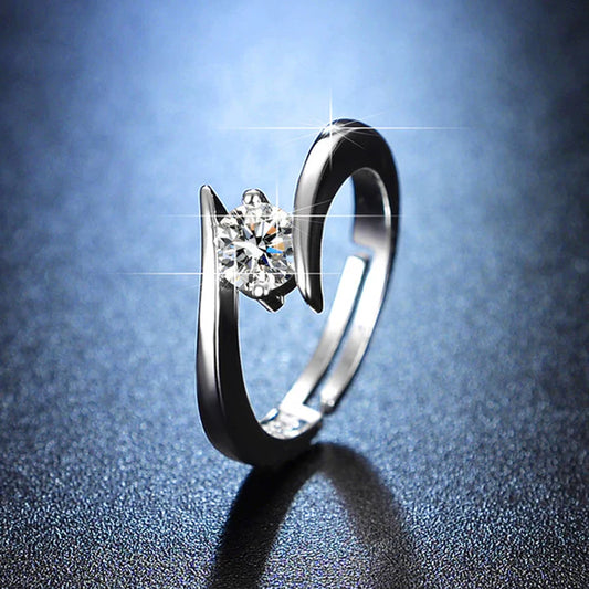 Elegant twist solitaire diamond ring